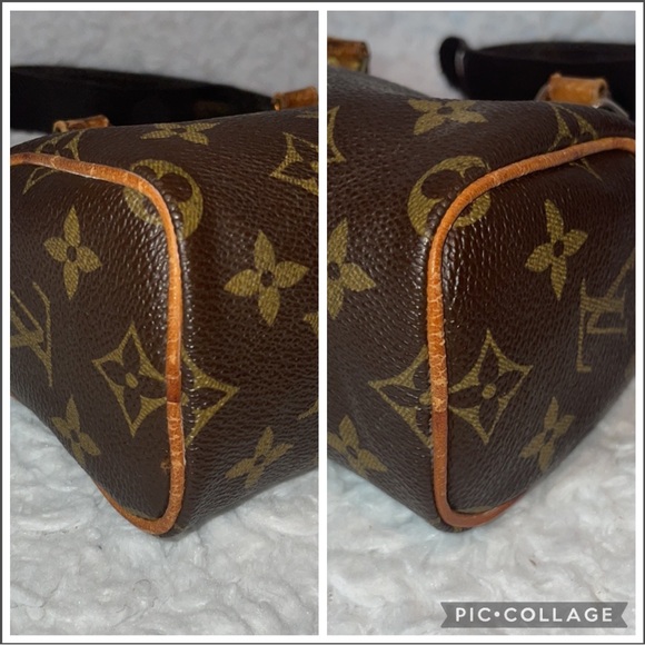 Louis Vuitton Nano Speedy Crossbody Bag Monogram Canvas Leather LV Mini Purse - Picture 10 of 17